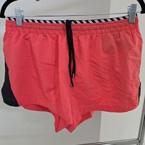 Nike Women's Bright Coral and Black Athletic Shorts